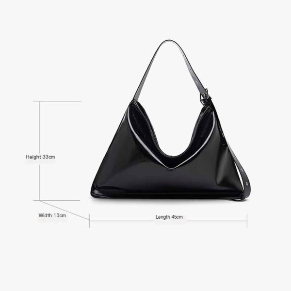black leather tote bag size