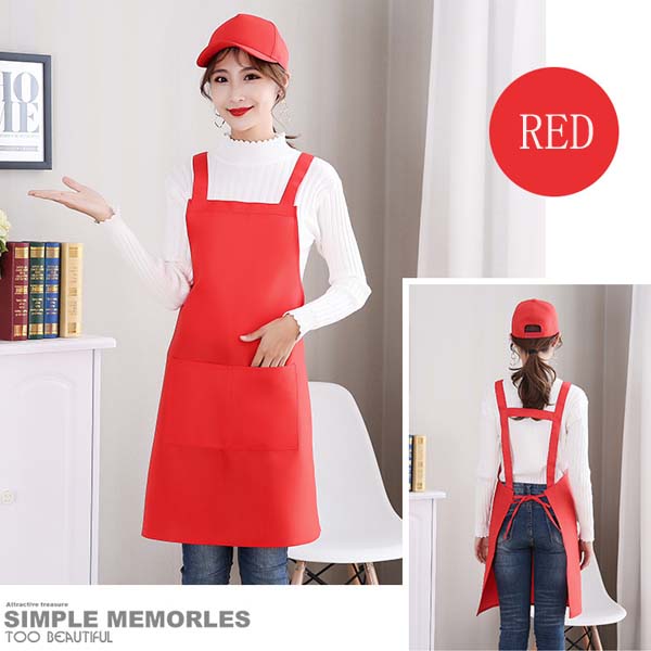 Customized red polyester work aprons for women's