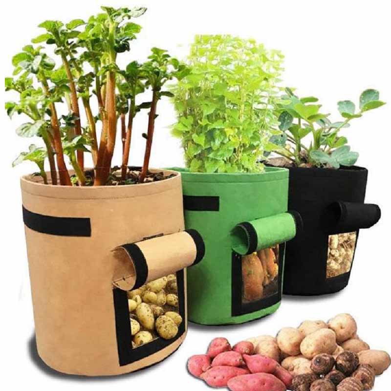 Custom felt plant bags for planting potatoes