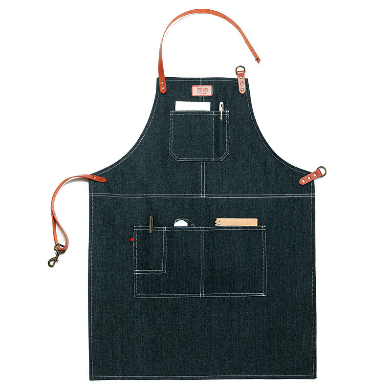 denim apron with pockets