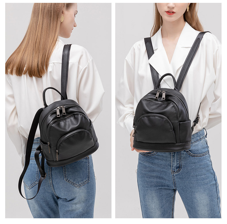 Black leather backpack womens