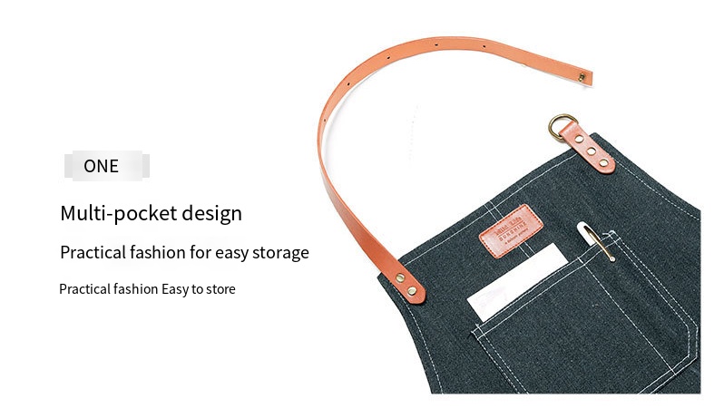 black denim apron