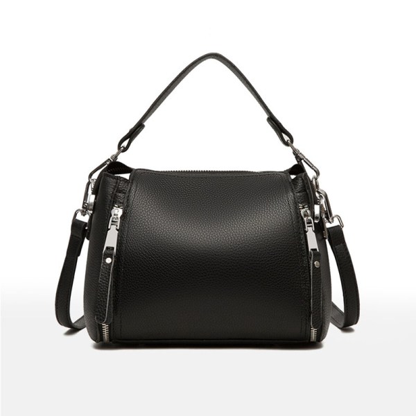 Custom black leather crossbody bag for women