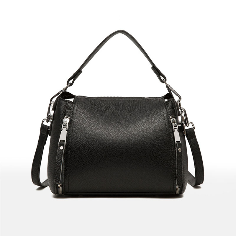 Custom black leather crossbody bag for women