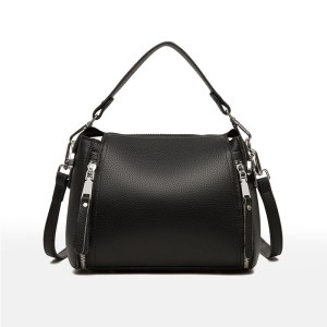 Custom black leather crossbody bag for women