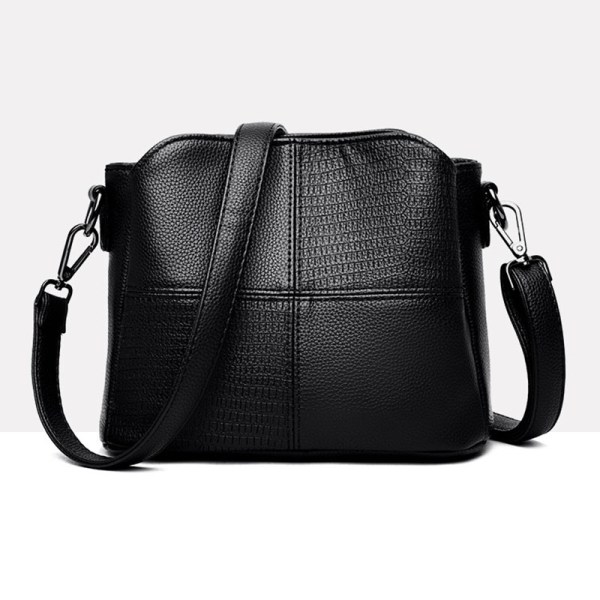 Women shoulder bag PU black sling bag wholesale