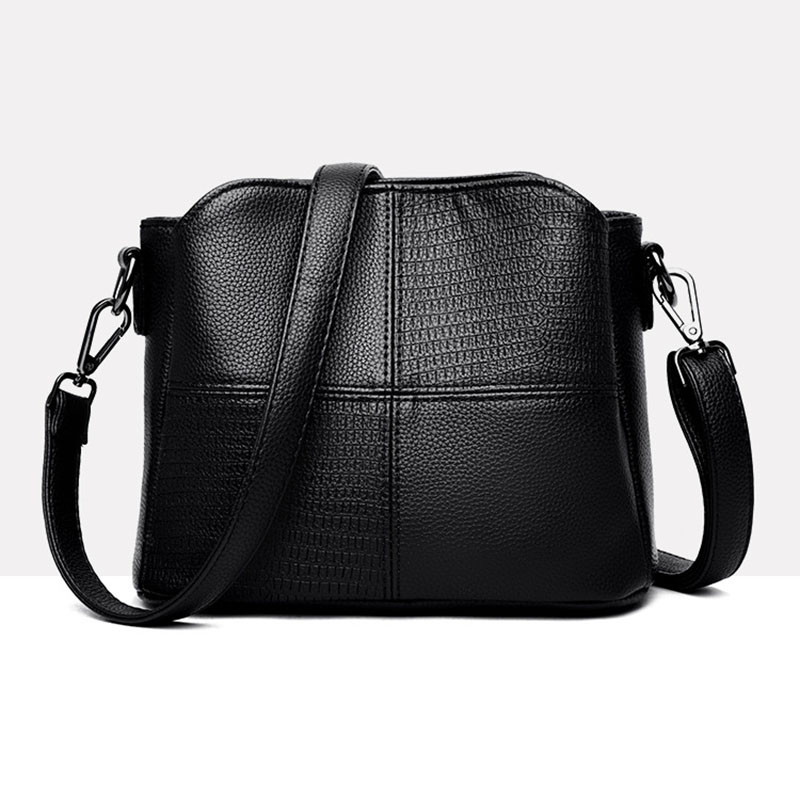 Women shoulder bag PU black sling bag wholesale