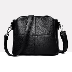 Women shoulder bag PU black sling bag wholesale