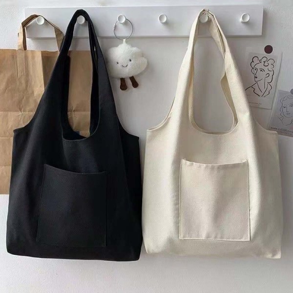 black cotton tote bag