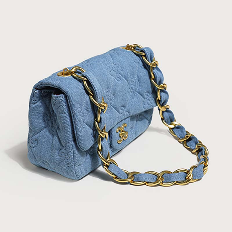 blue denim designer bag