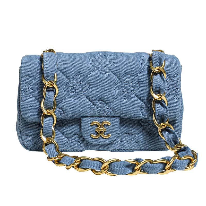 Small embroidered denim designer bag custom