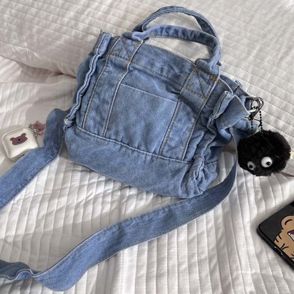 denim tote bag that zips
