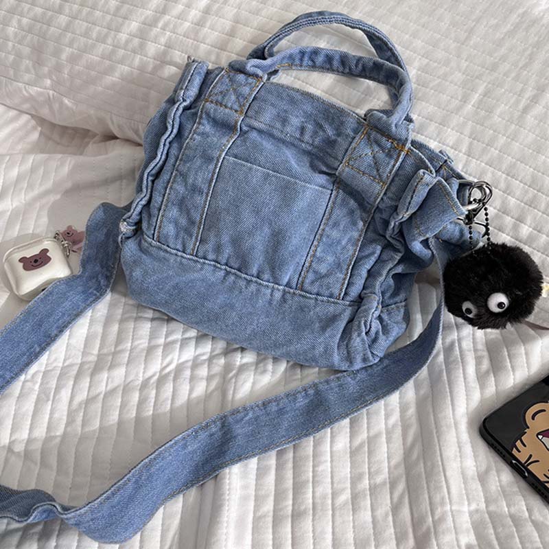 denim tote bag that zips