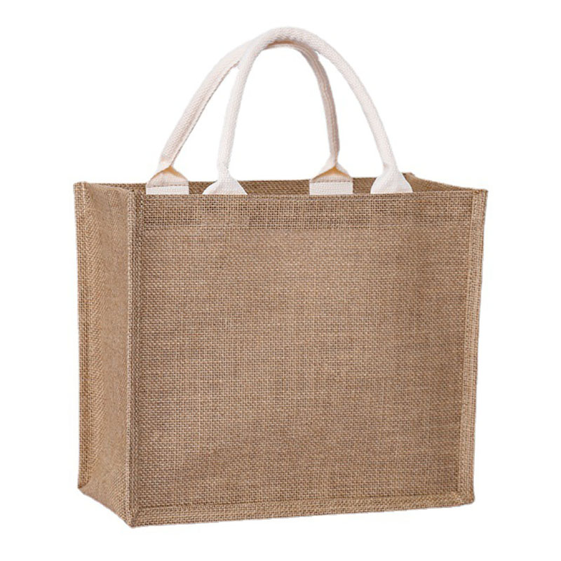 Custom blank fabric jute shopping bag for women