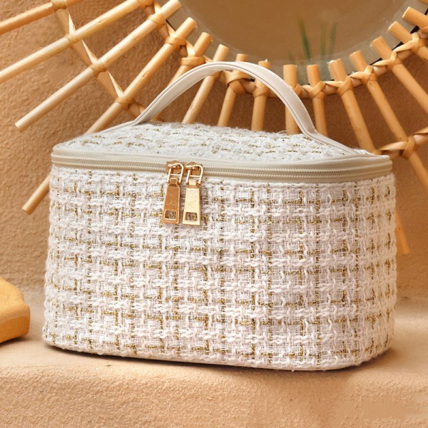 Beige travel cosmetic bag