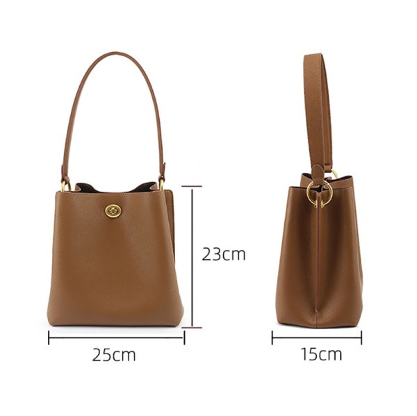 leather bucket bag size
