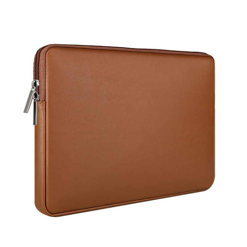 custom brown waterproof pu leather laptop sleeve