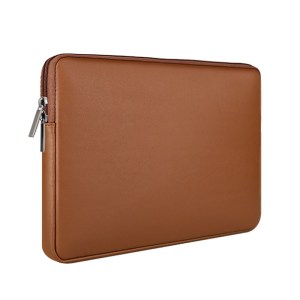 custom brown waterproof pu leather laptop sleeve