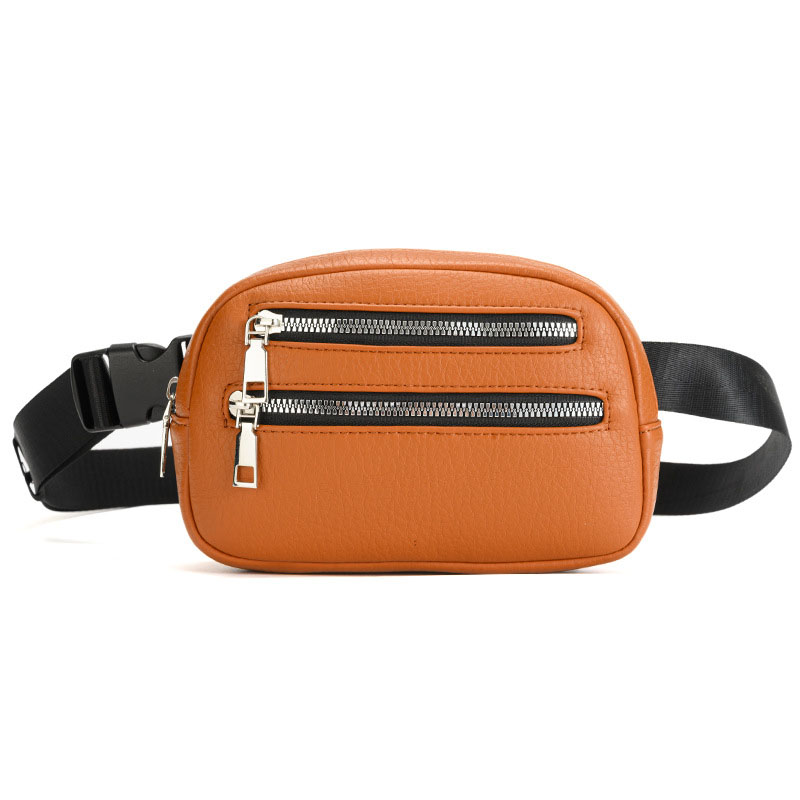 Brown pu waist bag women's chest bag custom