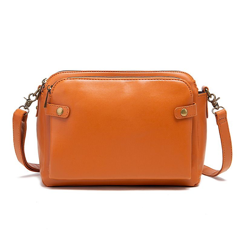 Custom retro brown leather sling bag for women