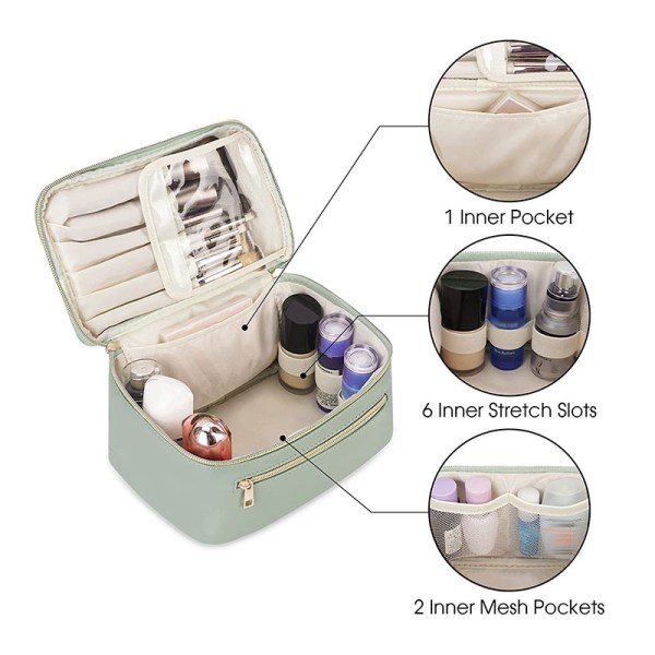 Waterproof pu leather multifunctional toiletry bag