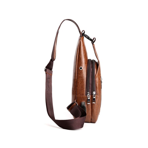 mens pu leather sling bag