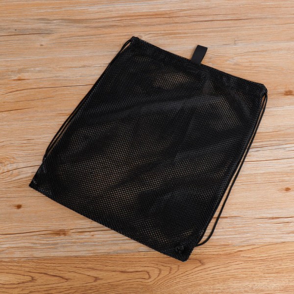Black mesh drawstring backpack bag