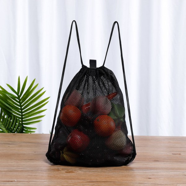 Custom black mesh drawstring bags wholesale