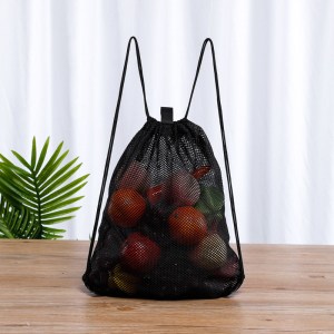 Custom black mesh drawstring bags wholesale