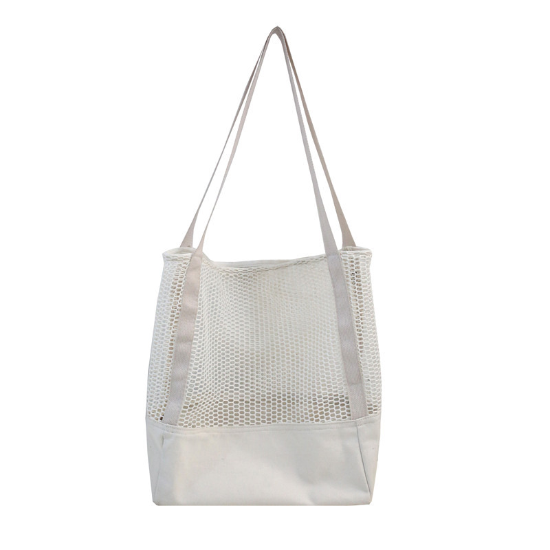 Women's white shoulder mesh tote bag wholesale