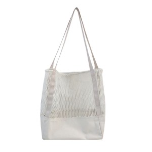 Women's white shoulder mesh tote bag wholesale