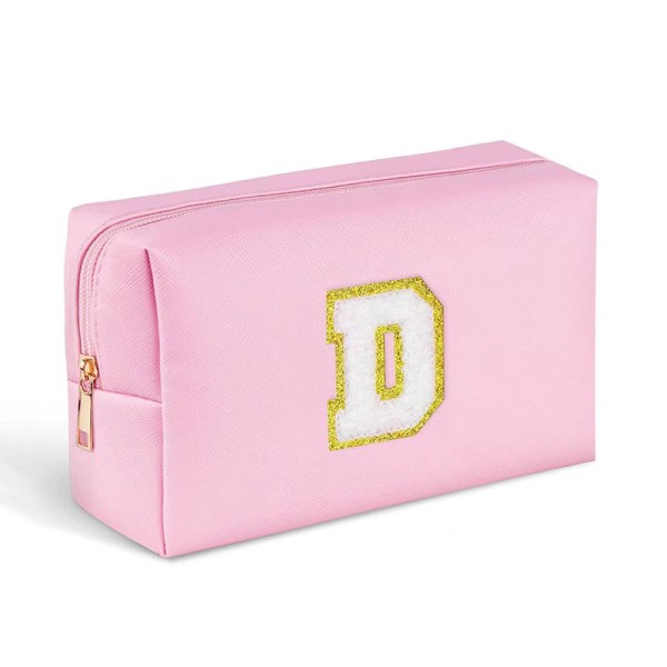 pink red monogrammed cosmetic storage bag