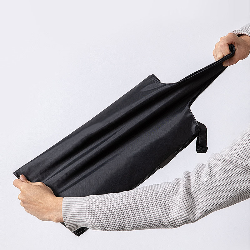 Black nylon hand shopping bag