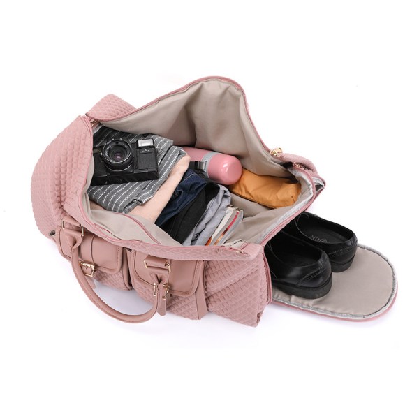 Polyester duffel bag with shoe compartment