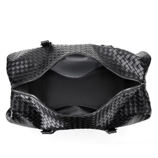 men's black faux leather duffle bag
