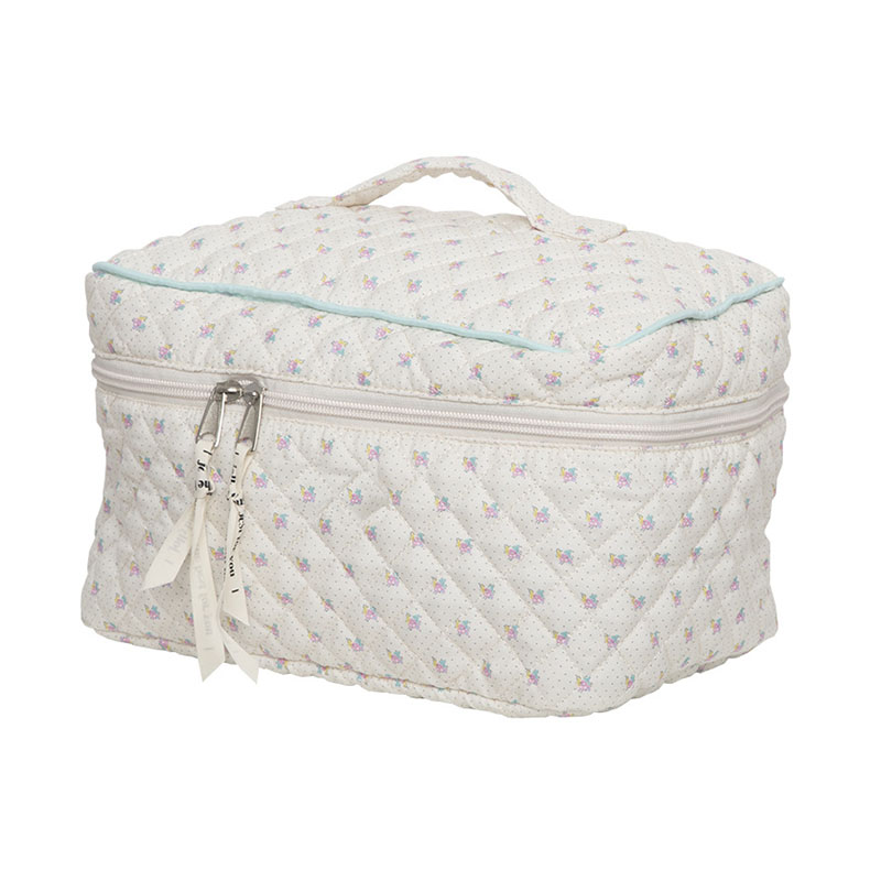 Womens polyester ziper quilted makeup bag custom