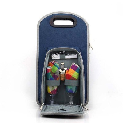 Wholesale picnic wine cooler bag with glasses Wholesale picnic wine cooler bag with glasses