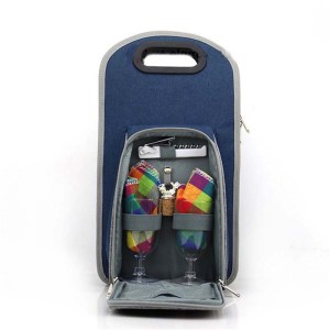 Wholesale picnic wine cooler bag with glasses