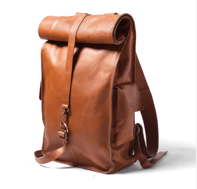 Roll top leather backpacks